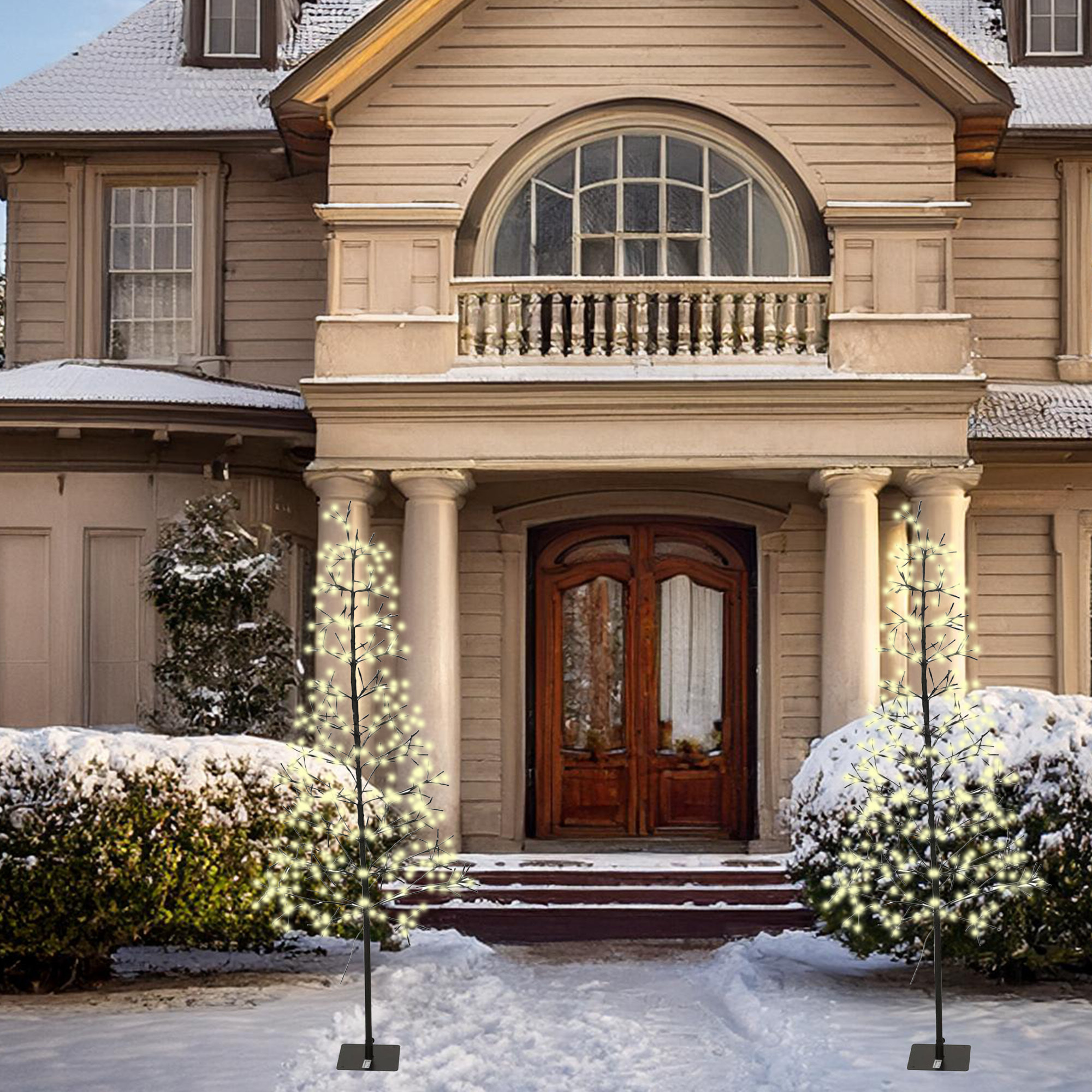 árbol de navidad en forma de a con 12 ramas con 280 luces led y una altura de 150cm