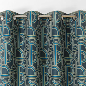 Rideau d'ameublement au style de l'Orient Express - Bleu