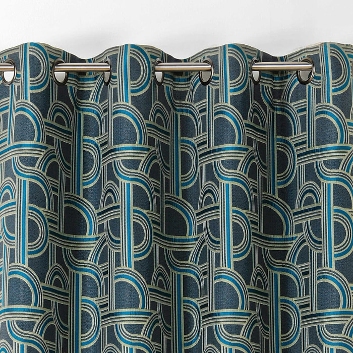 Rideau d'ameublement au style de l'Orient Express - Bleu