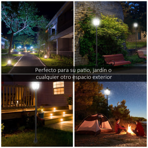 Conjunto de 2 Farolas Solares Luces de Solar para Jardín con Panel Solar Encendido Automático Protección al Ambiente y 6 Luces LED para Terraza Patio Ø26,5x177 cm Negro
