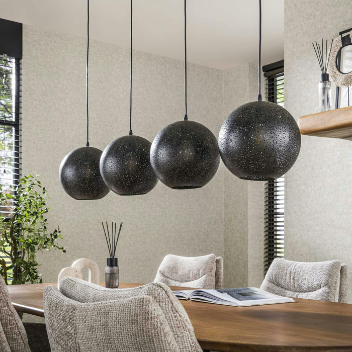 Suspension de table 4 globes métalliques ajourés RALF