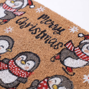 Zerbino natalizio Pinguini Merry Christmas in cocco e PVC - Multicolore