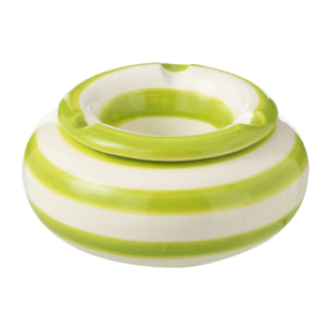 J-Line cendrier Granada Stripes - céramique - blanc/vert - small