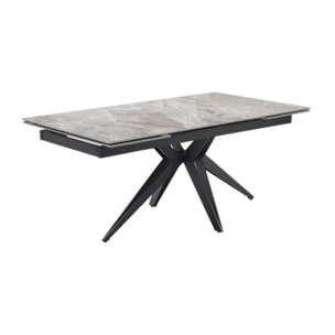 Table extensible céramique gris marbré 180/260 cm - 8 piètements - UNIK