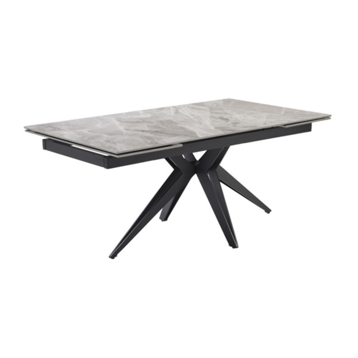 Table extensible céramique gris marbré 180/260 cm - 8 piètements - UNIK