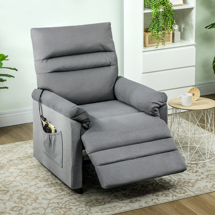 Sillón Relax Reclinable Eléctrico, con Calor Lumbar y Masaje Vibración, Sillón Masaje Relax, Motor Silencioso, Función de Memoria, Bolsillos, Control Remoto con USB, Tejido Pet-friendly, Gris