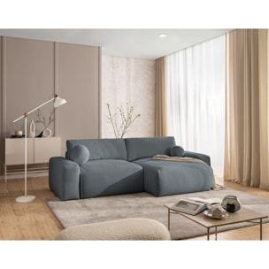 Constance - Canapé d'angle réversible 4 places convertible avec coffre en tissu - Gris