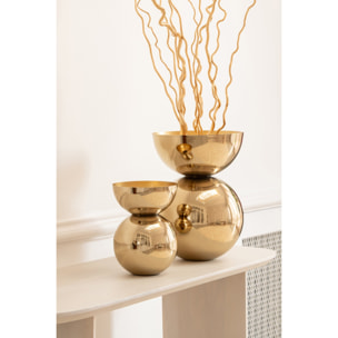 J-Line Vase brillant rond - métal - doré - small