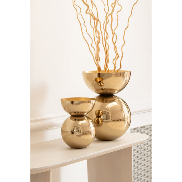 J-Line Vase brillant rond - métal - doré - small
