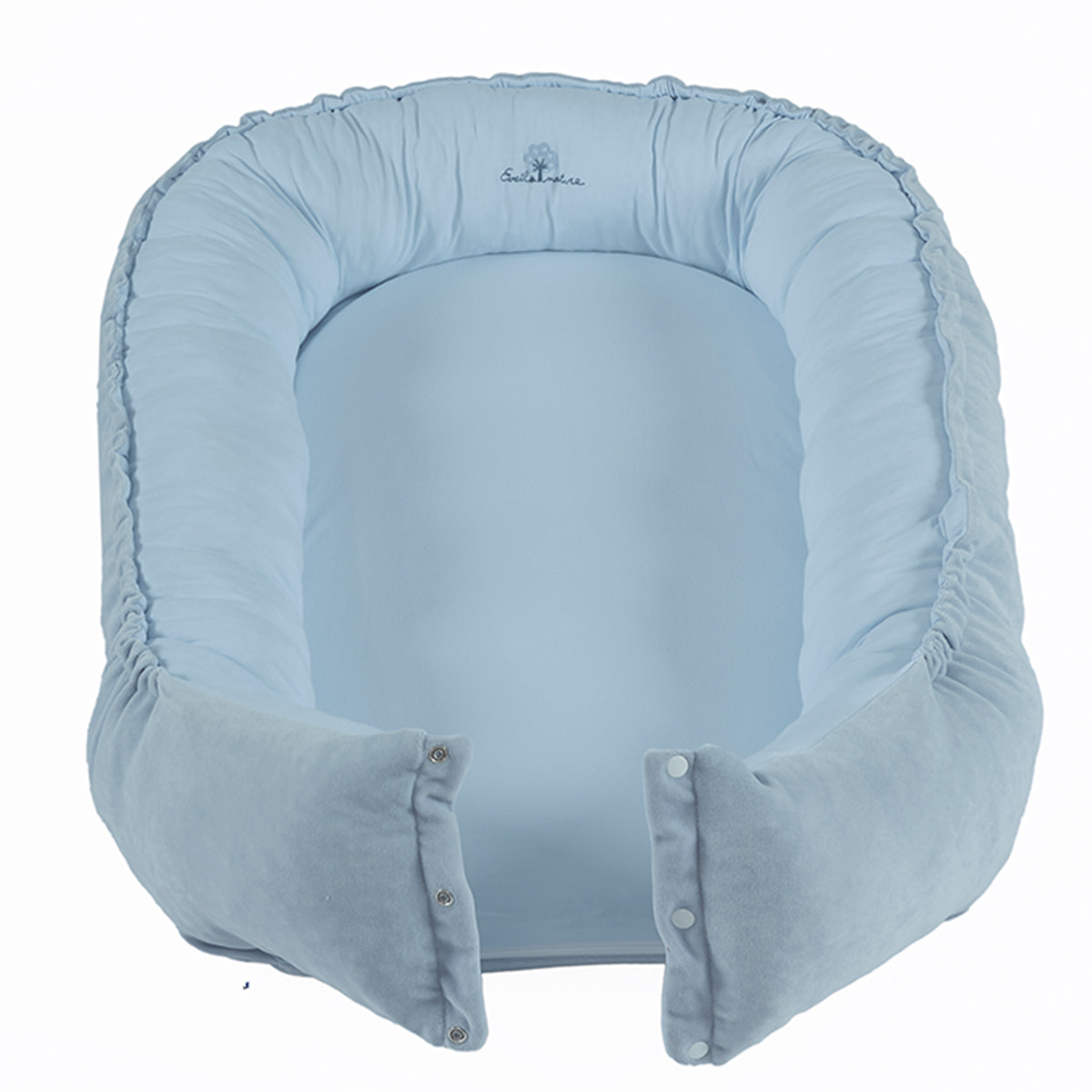 Cocoon bébé 0-6 mois coton bio velours Bleu ciel