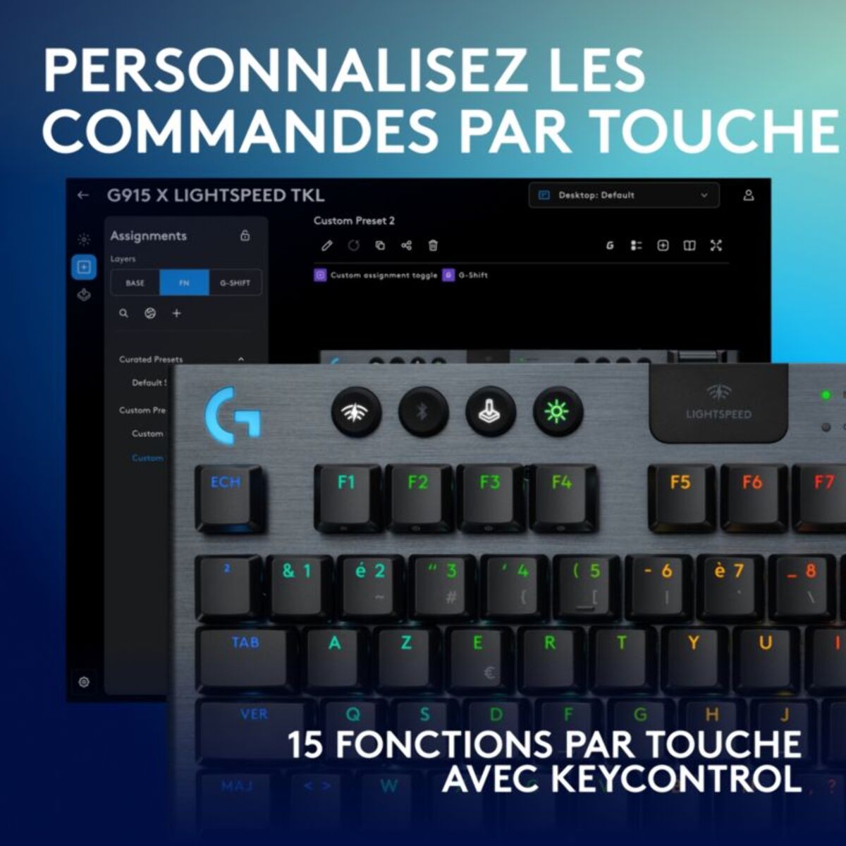 Clavier gamer sans fil LOGITECH G915 X Lightspeed TKL Linear Noir