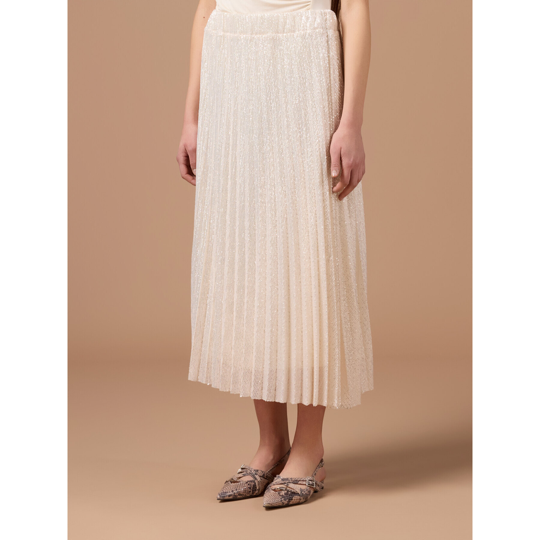 Oltre - Gonna plissé lurex - Beige