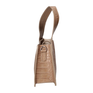 Borsa a mano da donna - Modello False - Vera pelle effetto cocco - 21.0 x 14.0 x 8.0 cm