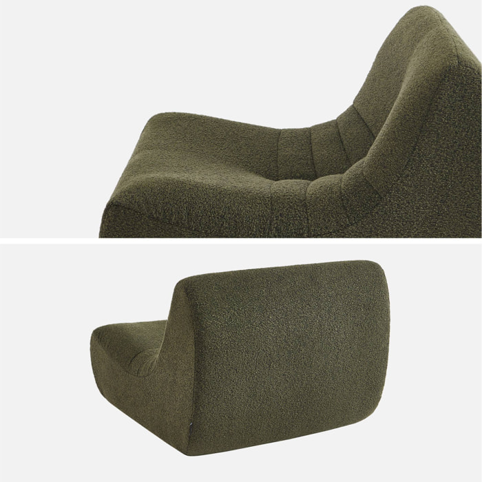 Fauteuil chauffeuse enfant bouclette texturée 1 place kaki - Sokol Kids