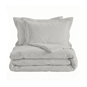 PARURE COPRIPIUMINO RASO CLOE, 100% Raso di Cotone, Made in Italy - GRIGIO CHIARO