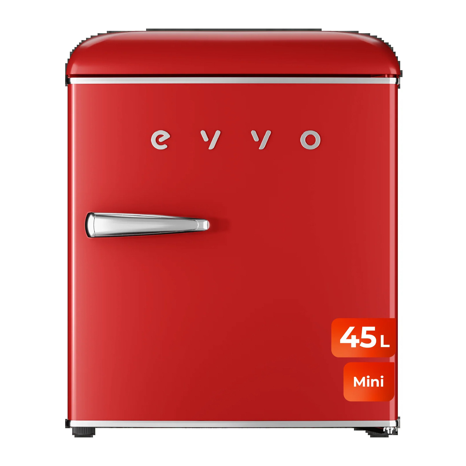 EVVO Frigorífico Mini F20 Retro Rojo, 45 litros, diseño vintage, bajo consumo, silencioso