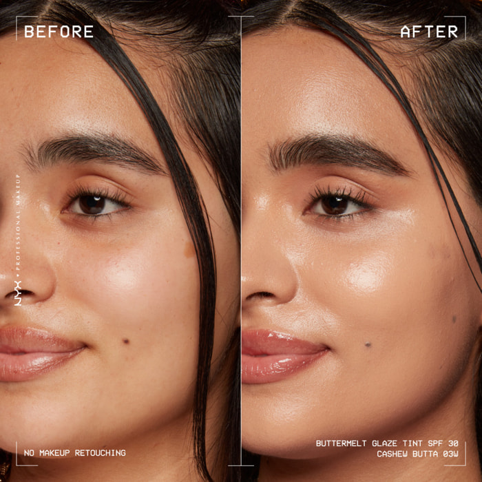 NYX Professional Makeup Buttermelt Glaze Tint, Fond de teint SPF30 jusqu'à 12h de tenue, Cashew Butta