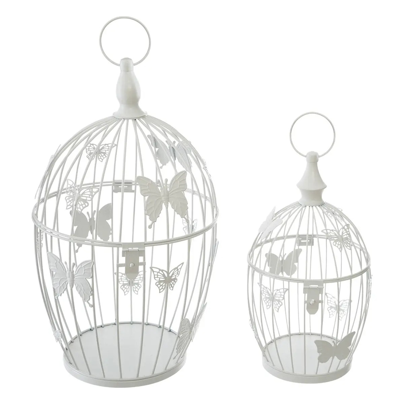 Set de 2 cages "Yanna" en métal blanc D17/23,5cm