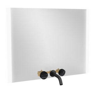 Miroir 3 trous 120 cm + mélangeur lavabo encastré 3 trous Grands Boulevards marbré orage et noir