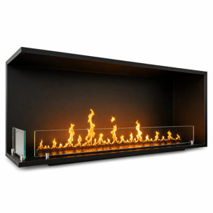 Urano 120 - Camino a Bioetanolo da Incasso Angolare Sinistro 120x50x30 cm con Bruciatore 3lt in Acciaio