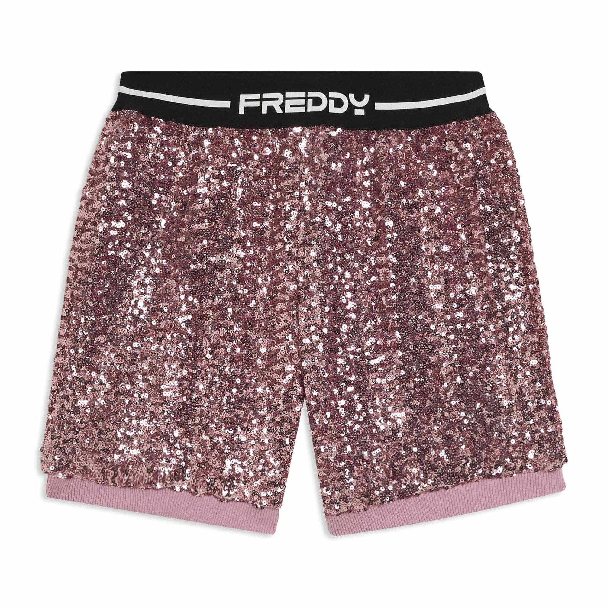 Shorts Junior in paillettes con elastico jacquard