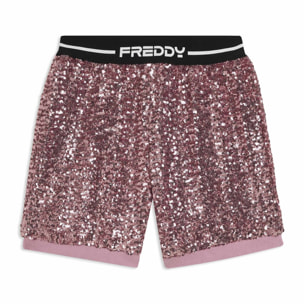 Shorts Junior in paillettes con elastico jacquard