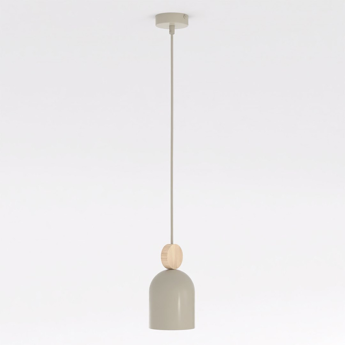 Lampada a sospensione MESI in acciaio e legno beige