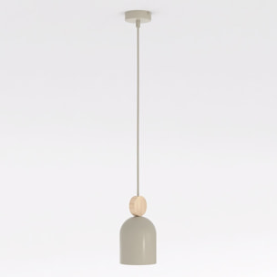 Lampada a sospensione MESI in acciaio e legno beige