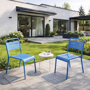 EVORA Ensemble de 2 chaises de jardin empilables bleues