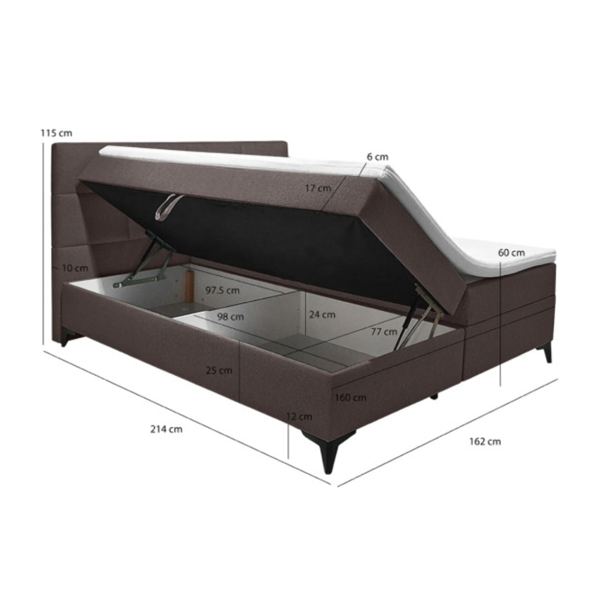 Lit boxspring 160x200 avec coffre - TRESSERVE