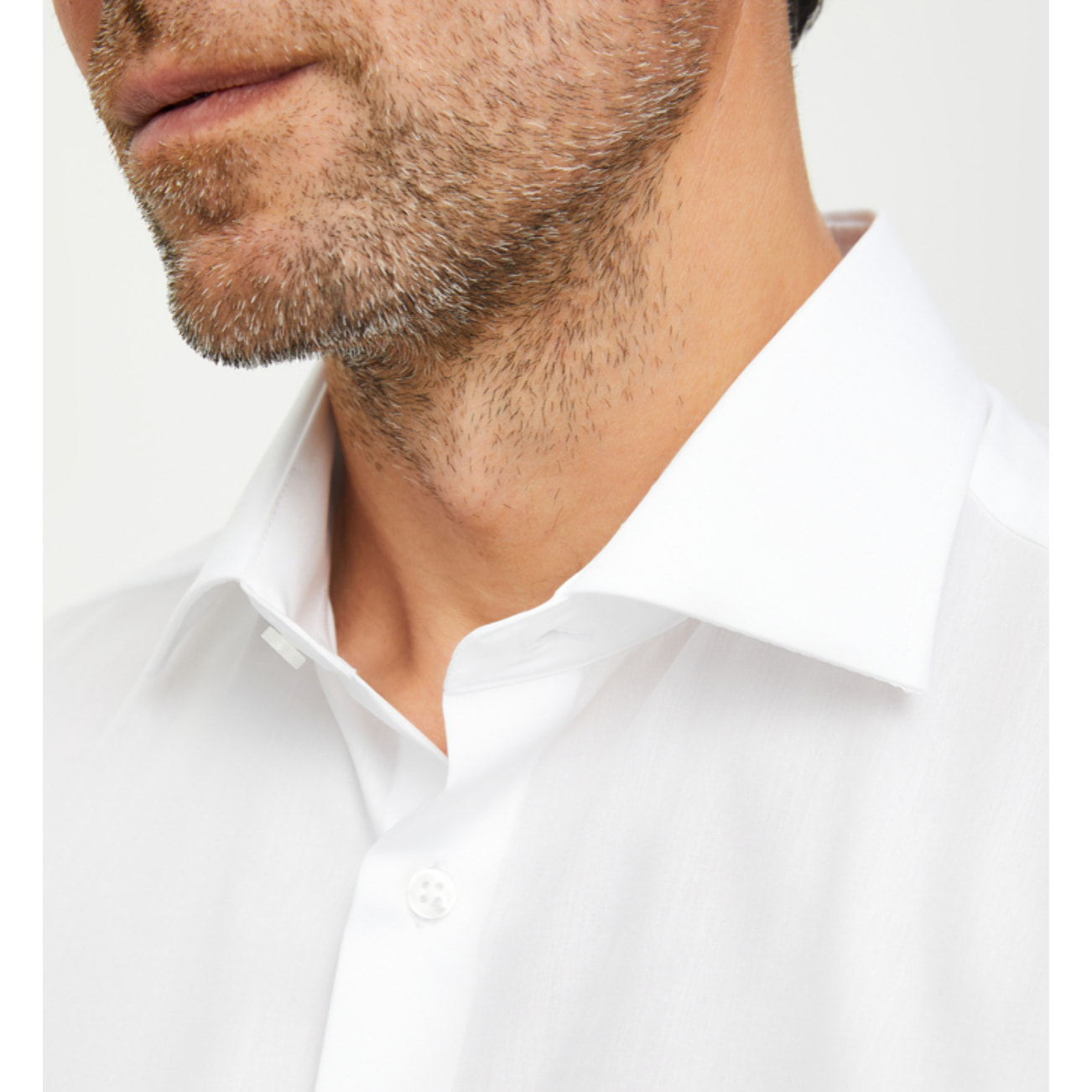 Camicia Uomo 1 Bottone Francese Slim Popeline No Iron Unito Bianco