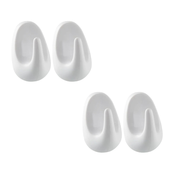 Crochets adhésifs en plastique lot de 4, dimensions 5 cm résistants et pratiques pour tous vos besoins Fackelmann Tecno