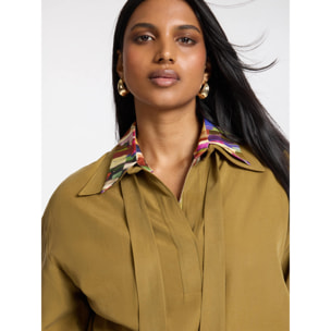 Elena Mirò - Camicia misto lino con fusciacca - Marrone