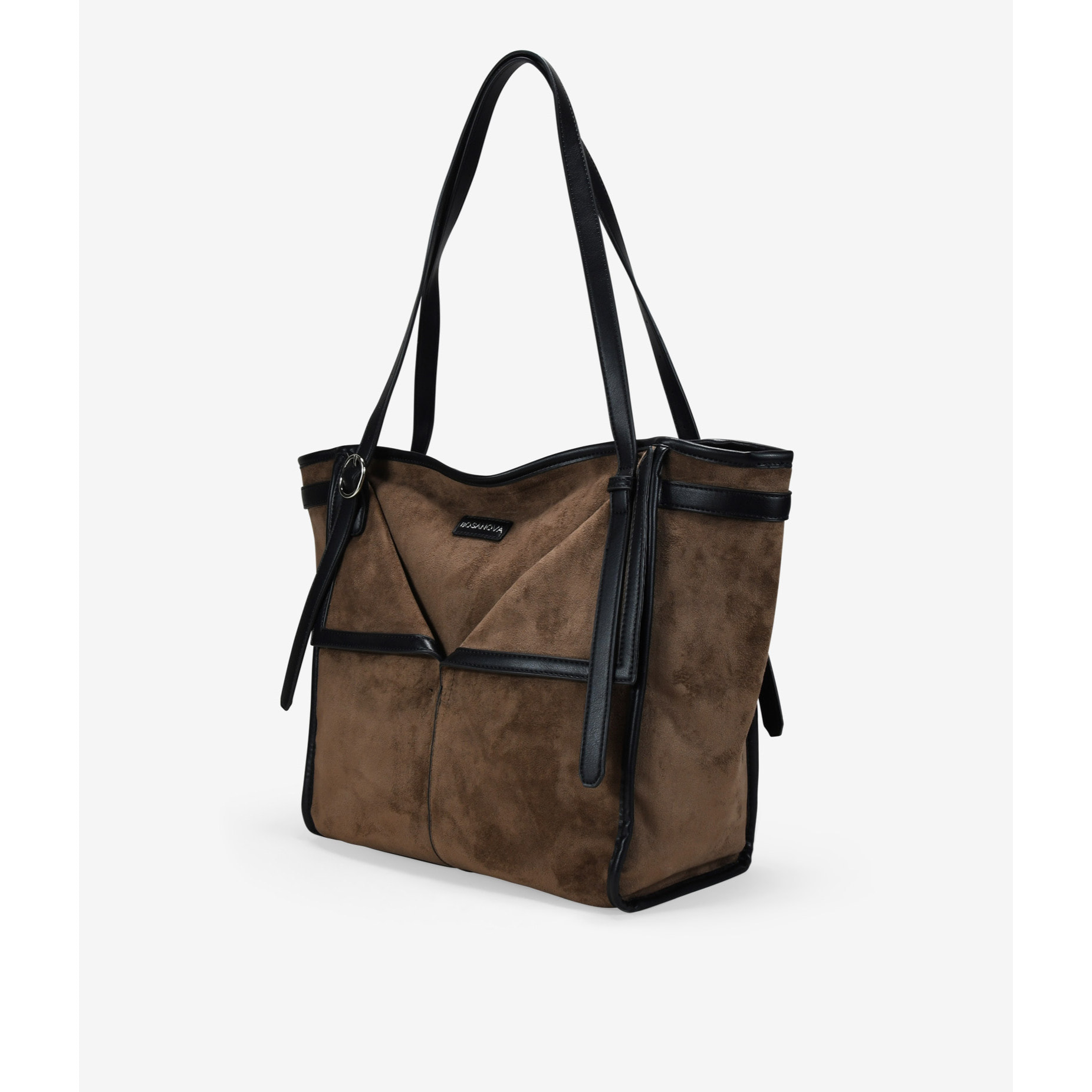 Bolso de hombro marrón con hebillas