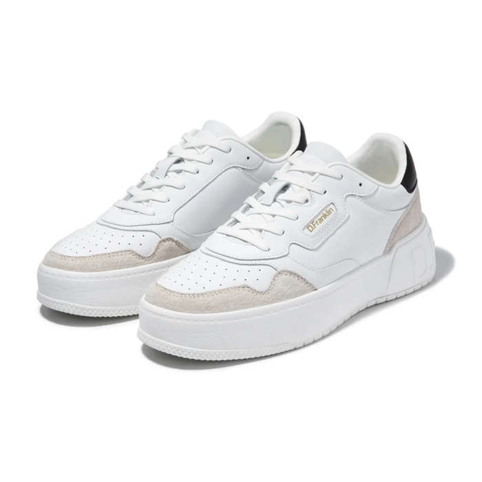 Zapatillas Deportivas Casual Hombre Court Basic Leather Blanco / Negro D.Franklin