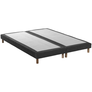 Ensemble matelas mousse ELYSIA + sommier, chenille bouclettes Gris anthracite