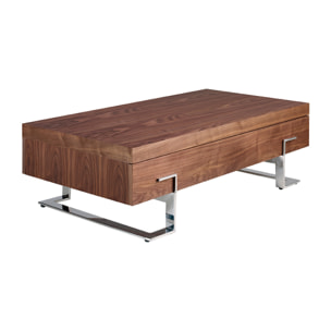 Mesa de centro de Angel Cerda de nogal y acero 130x68x39cm