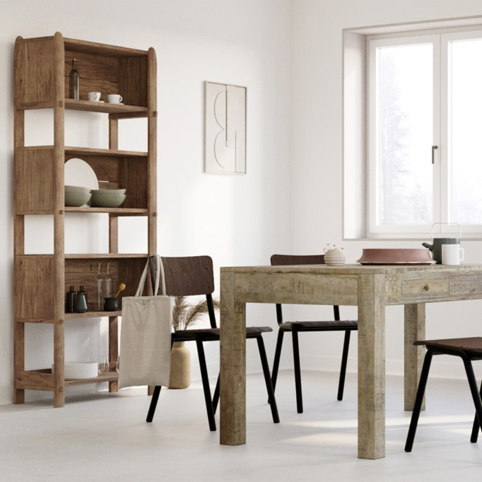 Table rectangulaire 6 places en bois à motifs gravés 160 cm - Lili