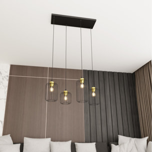 Lampada a sospensione Vander in acciaio nero e oro