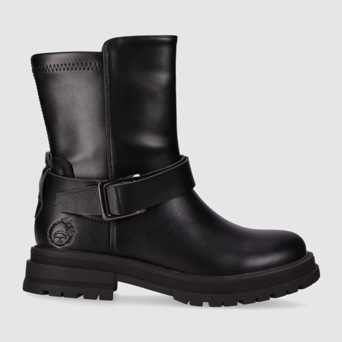 Botines de Piel Sintética - Negro - Tacón: Bajo
