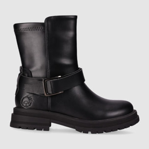 Botines de Piel Sintética - Negro - Tacón: Bajo
