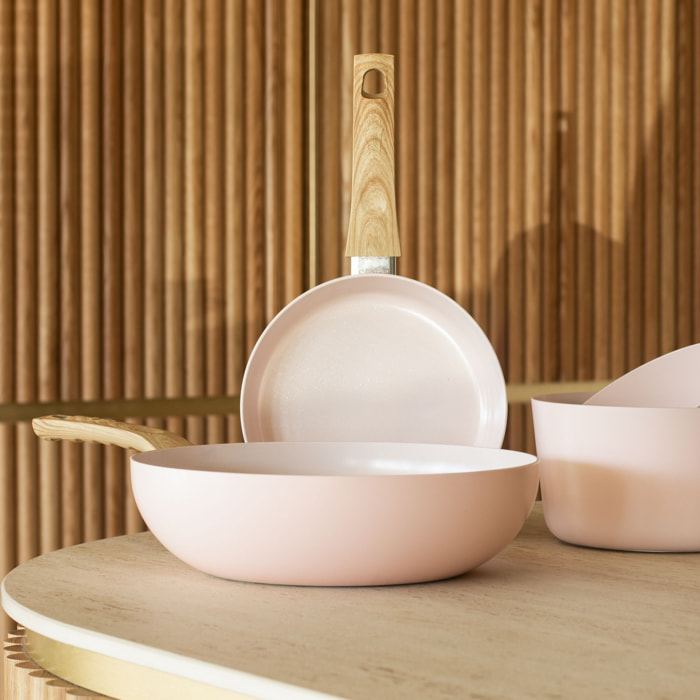 Wok en revêtement céramique 28cm rose - tous feux COLORAMA