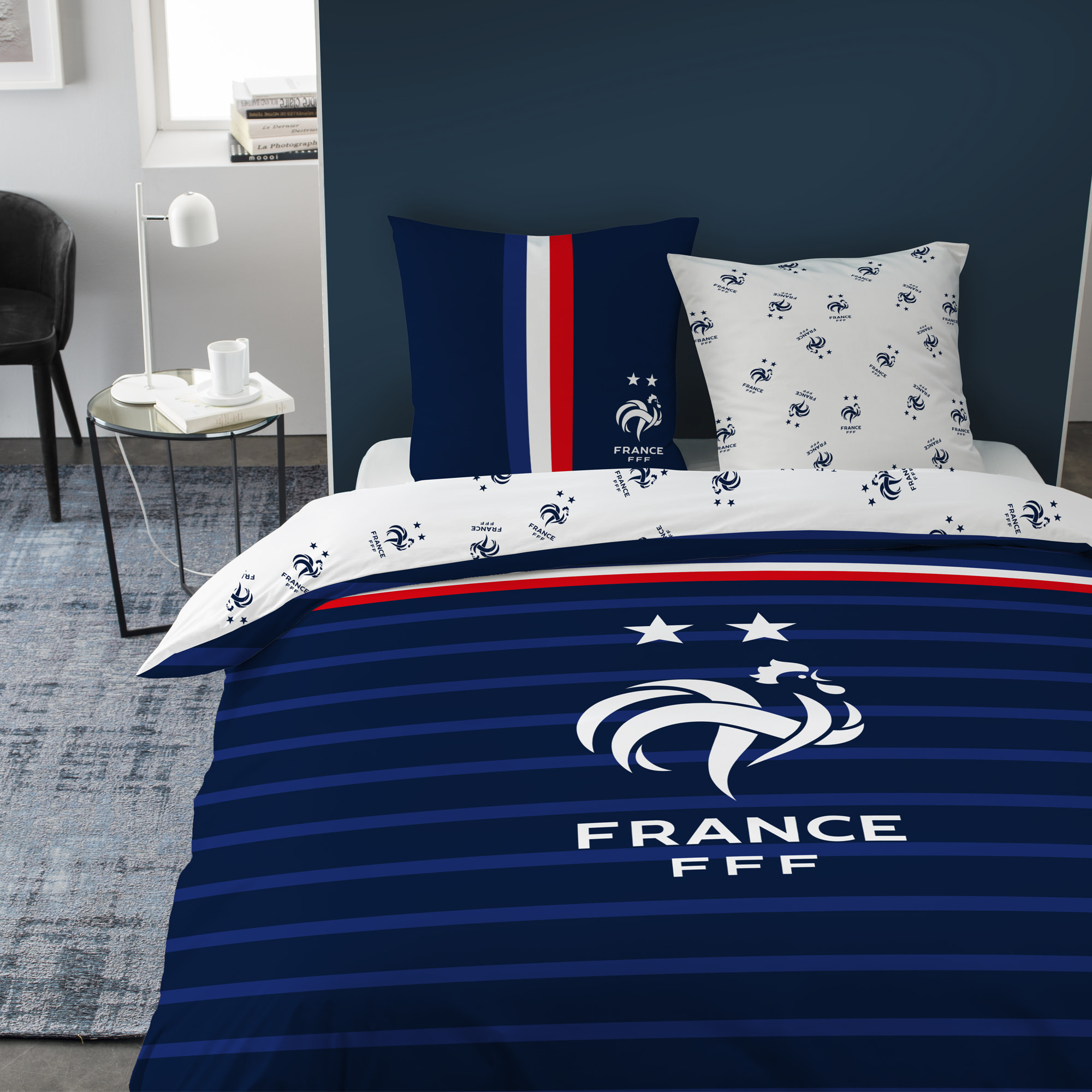 Parure de lit imprimée 100% Coton, FFF RAYURES