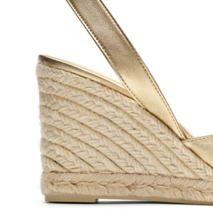 Alpargatas de cuña de mujer Carissa en piel metalizada, abertura en la parte posterior del talón