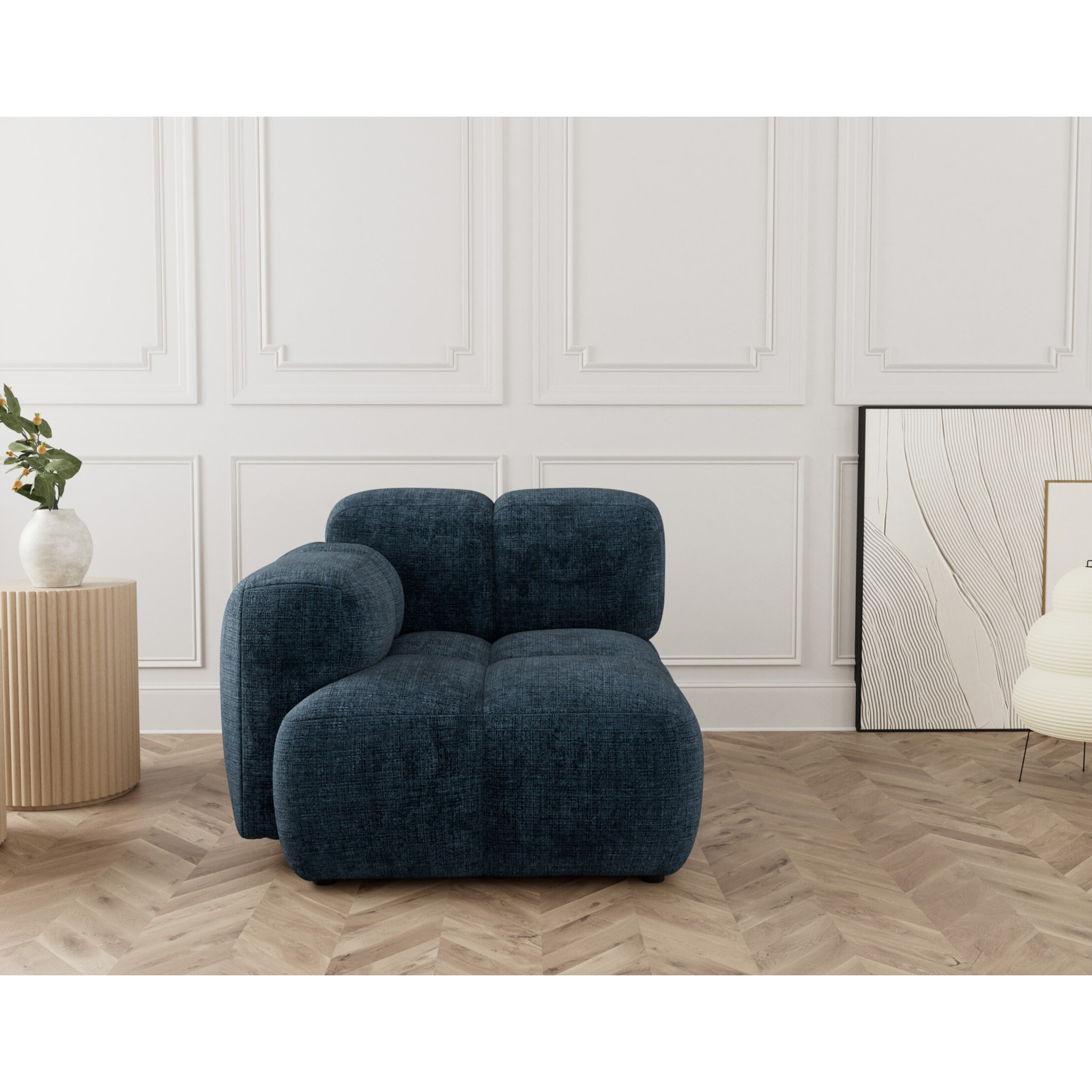 Grace - module d'assise gauche en velours texturé - Bleu