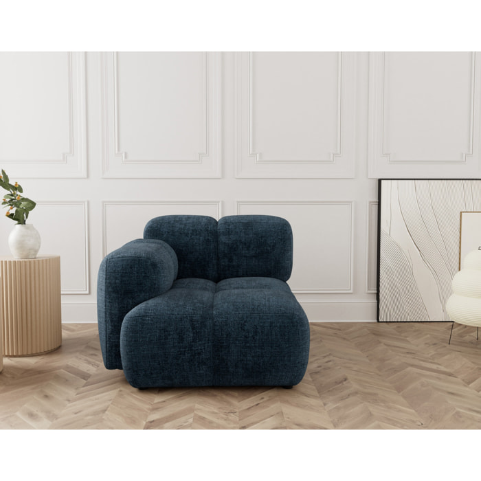Grace - module d'assise gauche en velours texturé - Bleu
