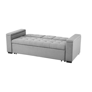 Canapé convertible 3 places en tissu gris clair TILIA