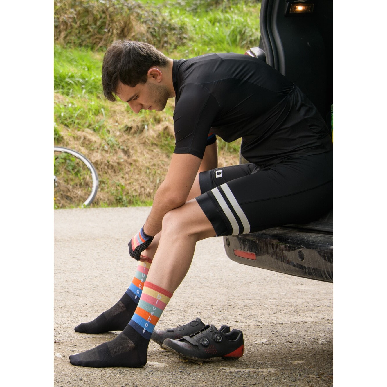 CULOTTE DE COMPRESIÓN CICLISMO PARA HOMBRE CORTO BLUEBALL EN NEGRO
