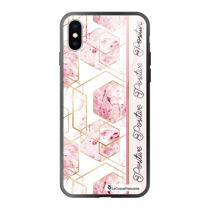 Coque iPhone X/Xs Coque Soft Touch Glossy Marbre Rose Positive Design La Coque Francaise