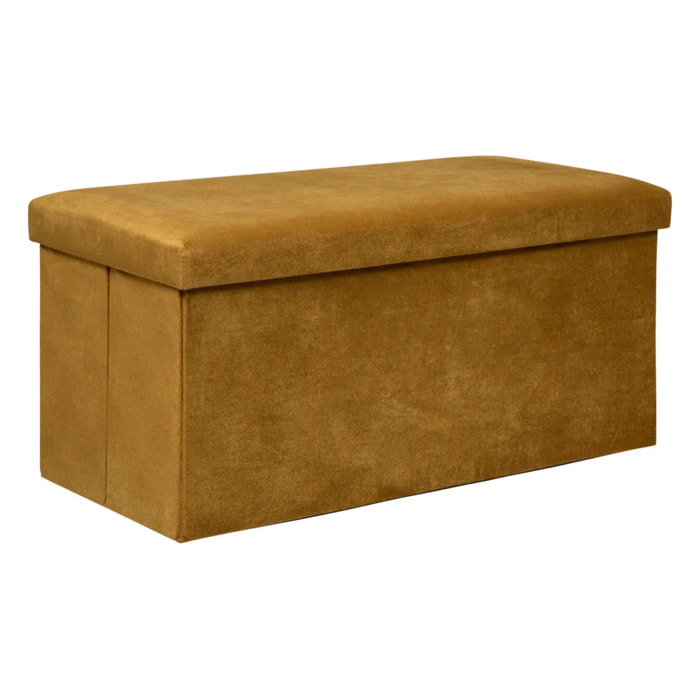 Pouf pliant double "Lilou" en velours 76x38cm jaune ocre